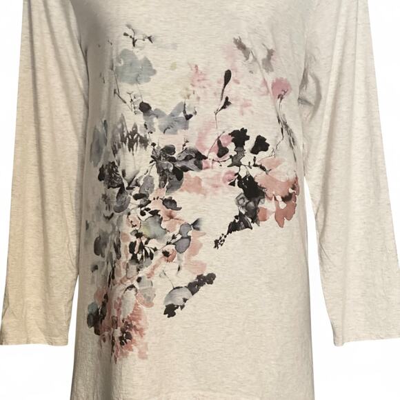 J. Jill Pure Jill Painted Floral Tunic Top Plus Sz 3X V Neck Long Sleeve Cottage - Picture 4 of 7